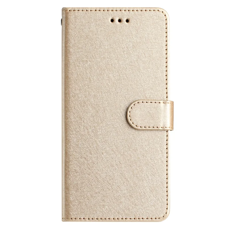 Funda con Cierre Magnético para Samsung Galaxy A41 (Versión Global) Textura de Seda Cartera de Cuero con Soporte y Correa de Mano - Dorado