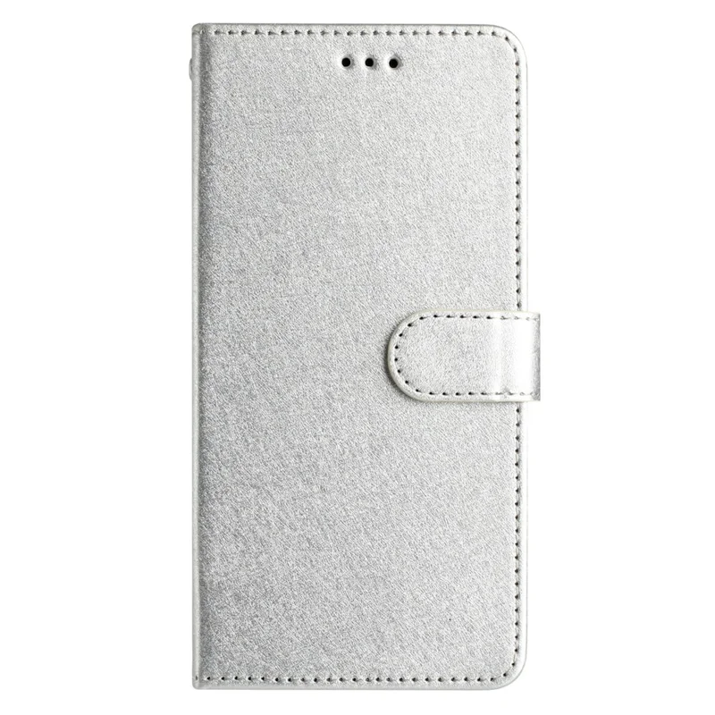 Magnetic Clasp Case for Samsung Galaxy A20e Silk Texture Leather Wallet Stand Well-protected Shell with Hand Strap - Silver