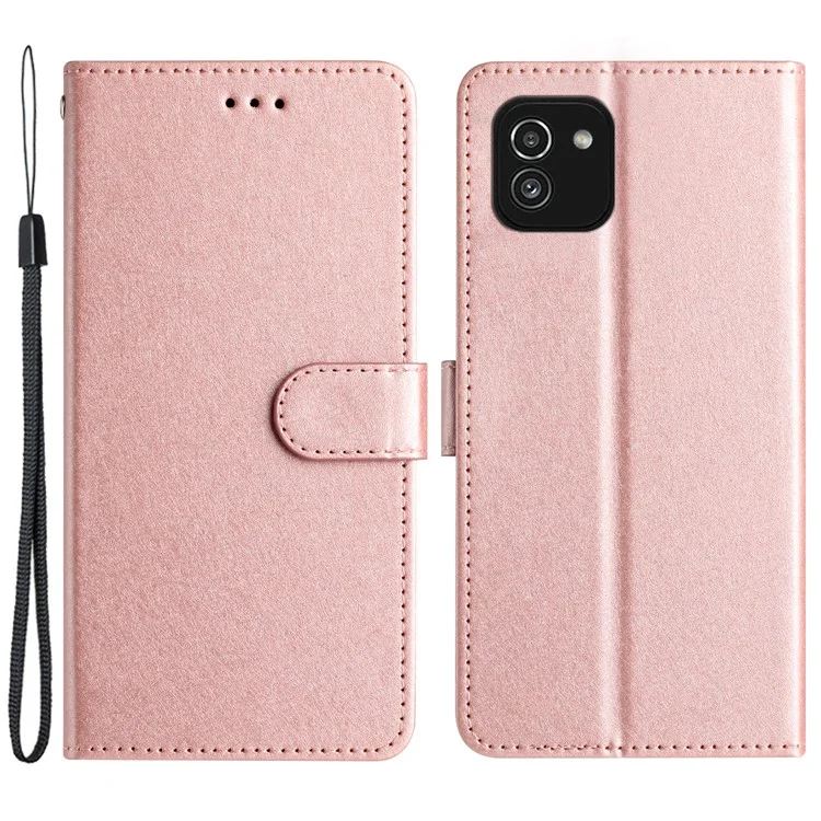 Per Samsung Galaxy A03 (164,2 x 75,9 x 9,1 mm) Custodia con chiusura magnetica, guscio in pelle con texture seta a portafoglio in piedi - Oro rosa