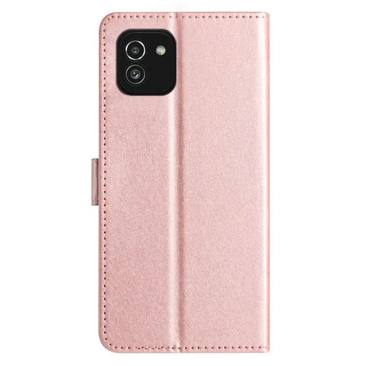 Per Samsung Galaxy A03 (164,2 x 75,9 x 9,1 mm) Custodia con chiusura magnetica, guscio in pelle con texture seta a portafoglio in piedi - Oro rosa