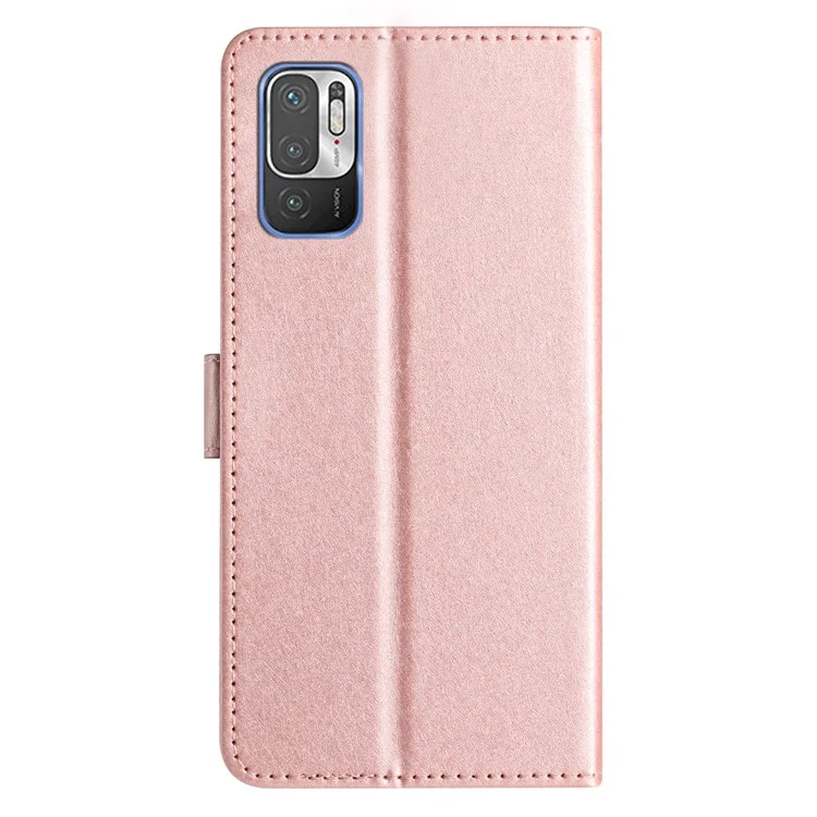 Для Xiaomi Redmi Note 10 5G / 10T 5G / Poco M3 Pro 5G / 4G PU Leather Wallet Stand Silk Texture Flip Phone Protector Case - Rose Gold