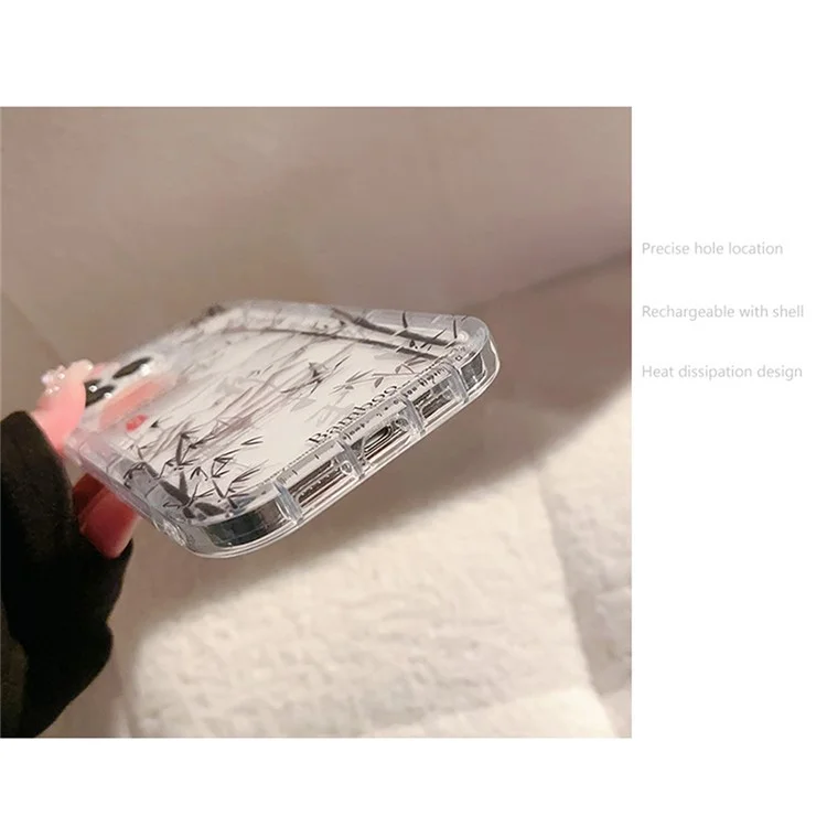 Pour iPhone 14 Pro Max Bambou Forêt Encre Peinture TPU Couverture Transparent Étui de Téléphone