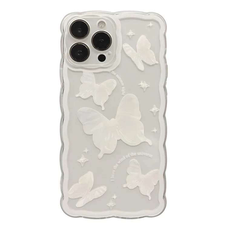 Für iPhone 14 Pro Butterfly Pattern Phone Case Wavy Edge Anti-scratch TPU Phone Cover