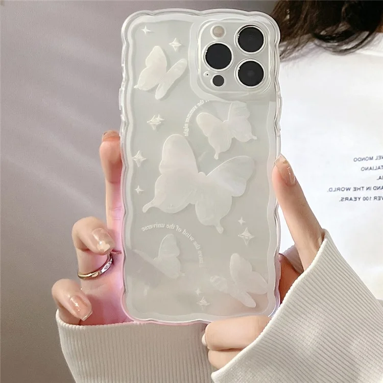 Für iPhone 14 Pro Butterfly Pattern Phone Case Wavy Edge Anti-scratch TPU Phone Cover