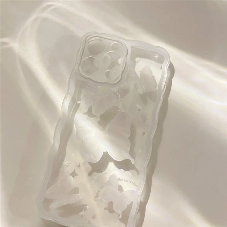 Für iPhone 14 Pro Butterfly Pattern Phone Case Wavy Edge Anti-scratch TPU Phone Cover