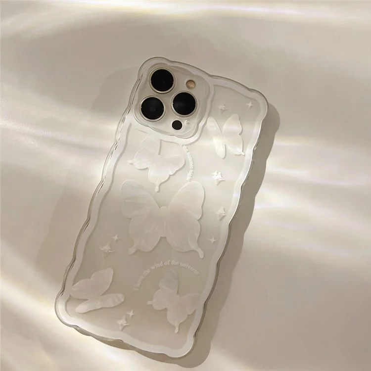 Für iPhone 14 Pro Butterfly Pattern Phone Case Wavy Edge Anti-scratch TPU Phone Cover