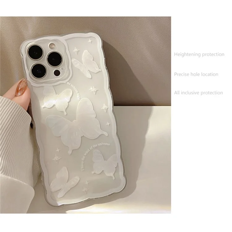 Für iPhone 14 Pro Butterfly Pattern Phone Case Wavy Edge Anti-scratch TPU Phone Cover