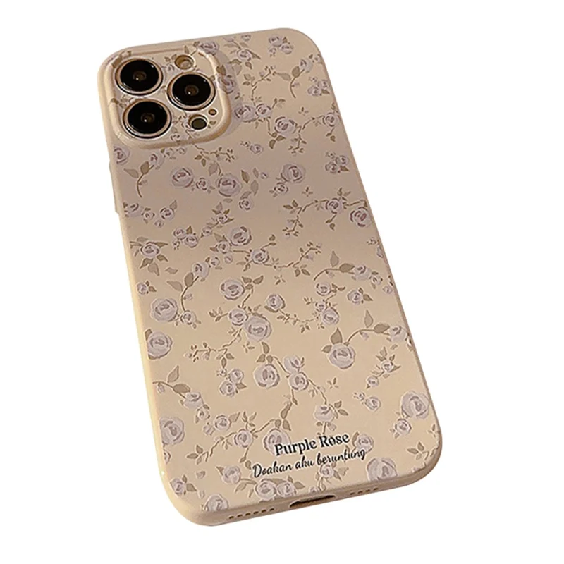 For iPhone 14 Pro Max Soft TPU Phone Case Retro Flower Pattern Protective Phone Cover - Beige