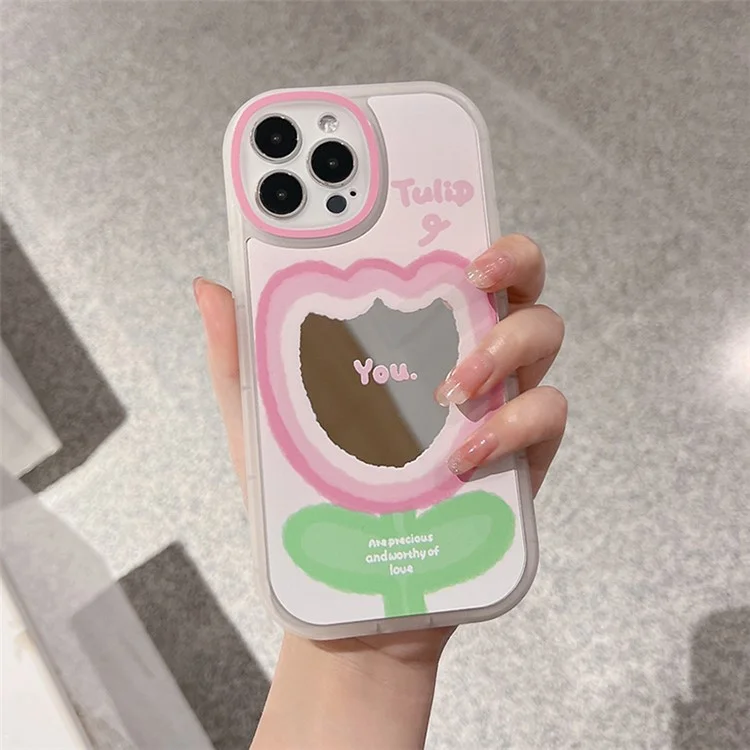 For iPhone 12 Pro Max Flexible TPU Phone Case Pink Flower Pattern Cell Phone Cover Shell with Wrist Strap