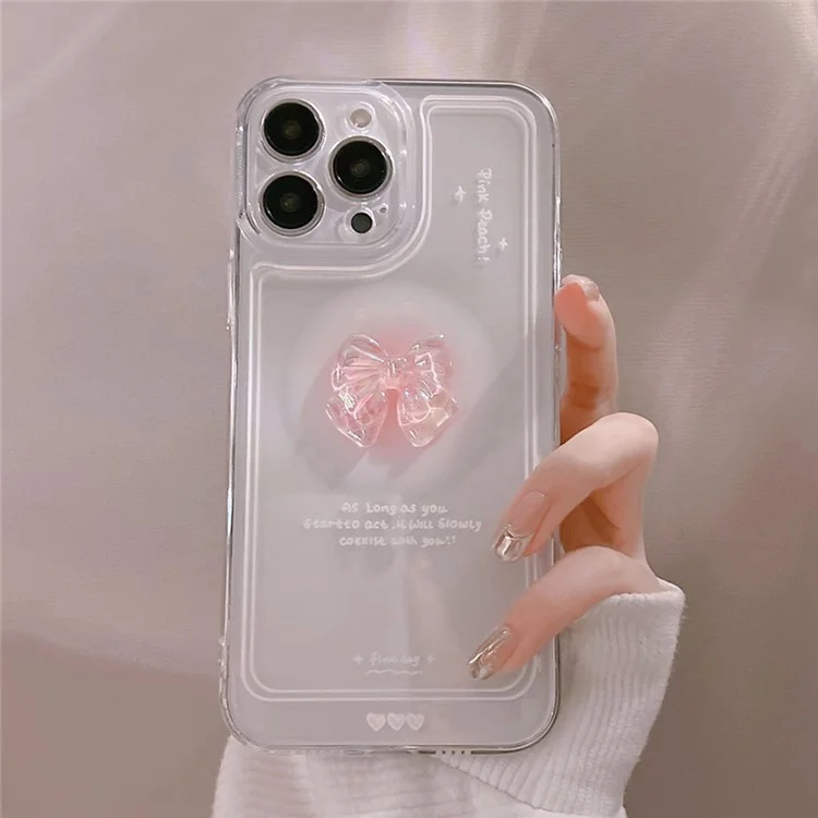 For iPhone 12 Pro Transparent Phone Cover Crystal Bowknot Decor Flexible TPU Back Case