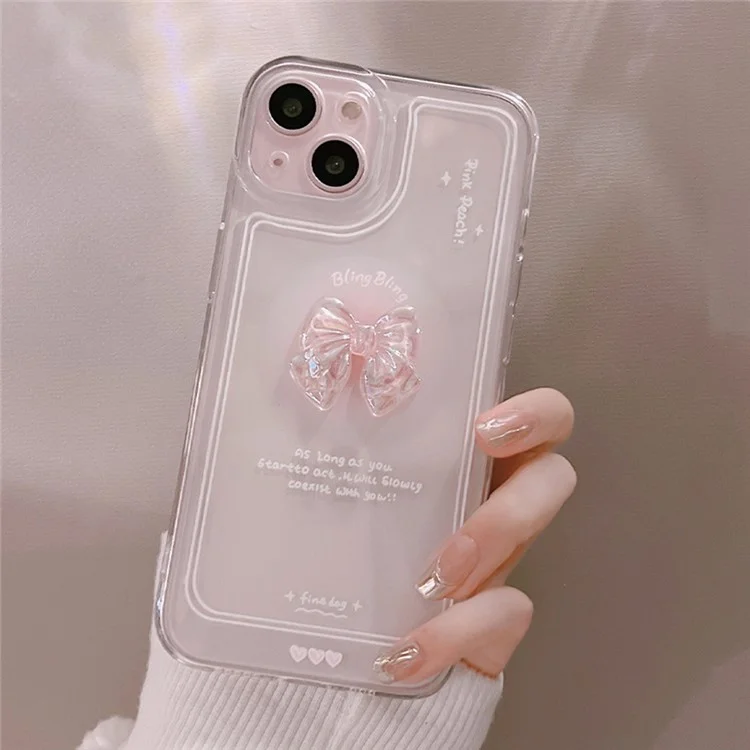 Para iPhone 14 Plus Soft TPU Phone Case Crystal Bowknot Decor Clear Protective Phone Cover