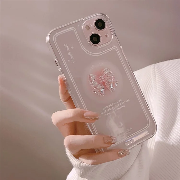 Para iPhone 14 Plus Soft TPU Phone Case Crystal Bowknot Decor Clear Protective Phone Cover