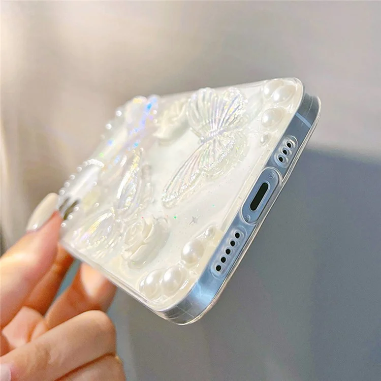 Capa Protetora de Telefone para iPhone 12 mini, Capa de Telefone Traseira 3D Flor de Borboleta TPU