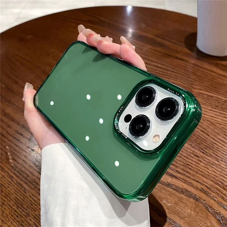 For iPhone 13 Pro Max Aluminium Alloy Lens Frame Anti-Scratch Cell Phone Case TPU+PC Clear Back Cover - Green