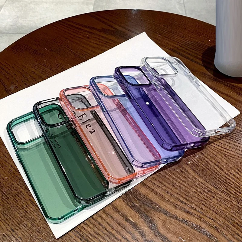 For iPhone 13 Pro Max Aluminium Alloy Lens Frame Anti-Scratch Cell Phone Case TPU+PC Clear Back Cover - Transparent