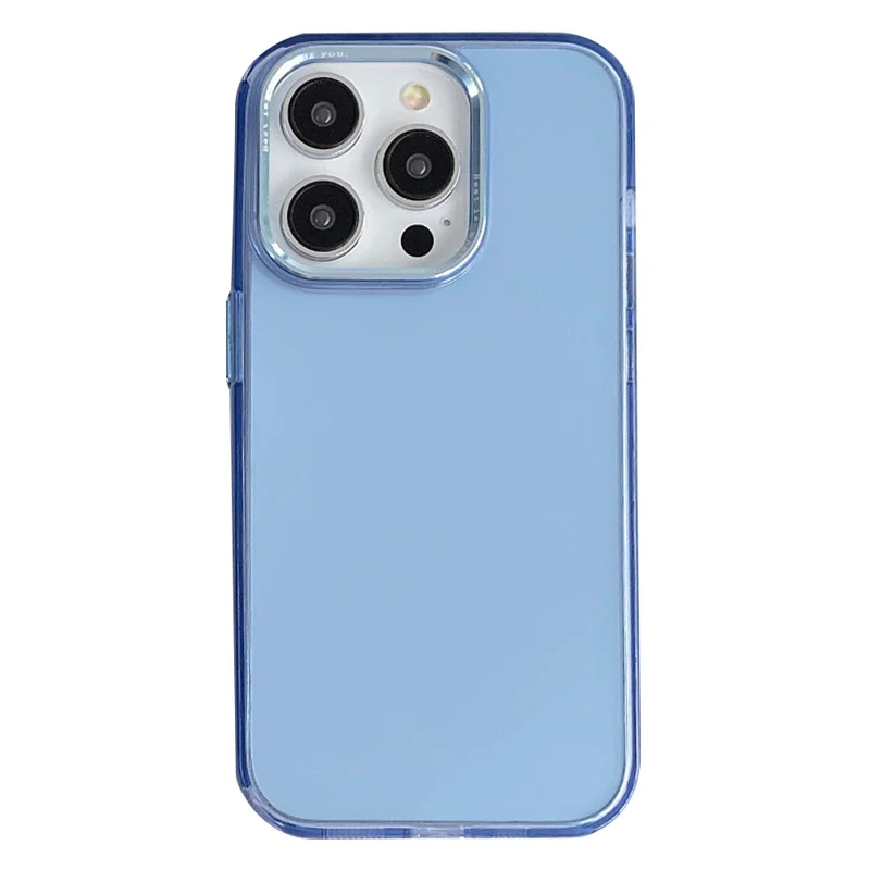 Aluminium Alloy Lens Frame Phone Case for iPhone 14 Pro Max Soft TPU+Hard PC Smartphone Shell Cover - Blue