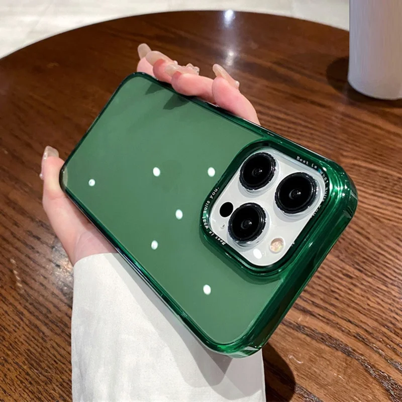 For iPhone 12 / 12 Pro Clear Back Cover PC + TPU Dual Layer Lens Frame Protective Phone Case - Green