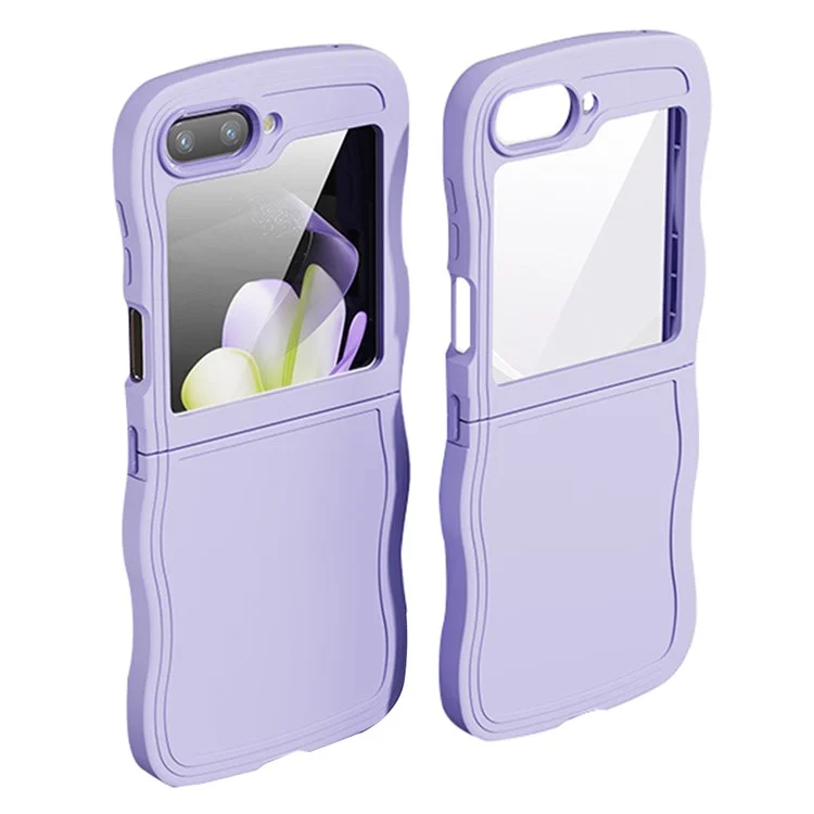 Para Samsung Galaxy Z Flip5 5G Protective Cover Wave Design Flexible TPU Anti-Drop Mobile Phone Case - Roxo
