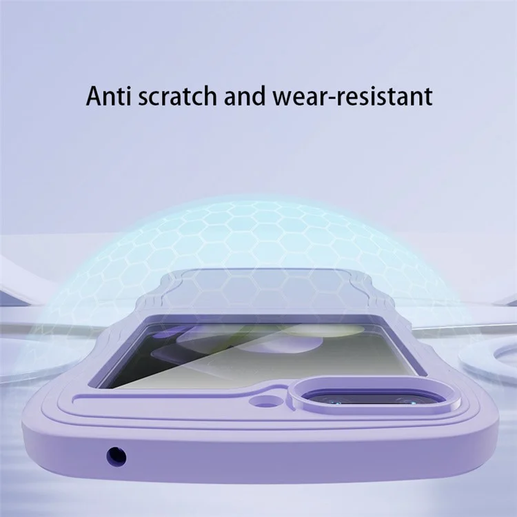 Para Samsung Galaxy Z Flip5 5G Protective Cover Wave Design Flexible TPU Anti-Drop Mobile Phone Case - Roxo