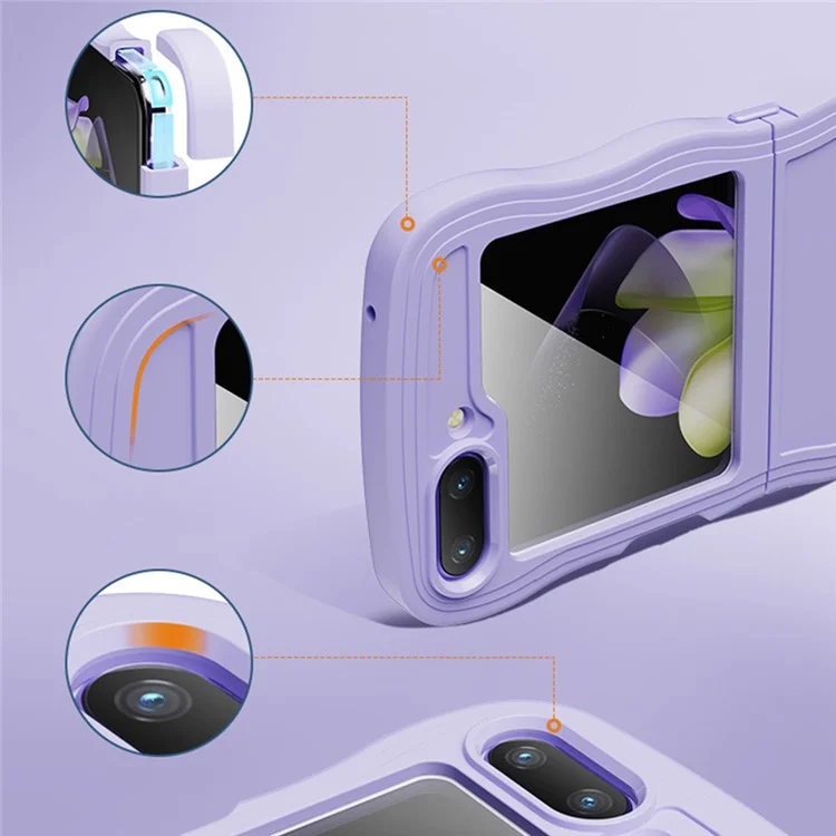 Para Samsung Galaxy Z Flip5 5G Protective Cover Wave Design Flexible TPU Anti-Drop Mobile Phone Case - Roxo