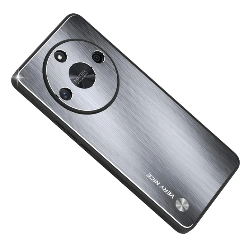 Protective Phone Case for Honor X50 , Aluminum Alloy+TPU Brushed Phone Cover - Silver