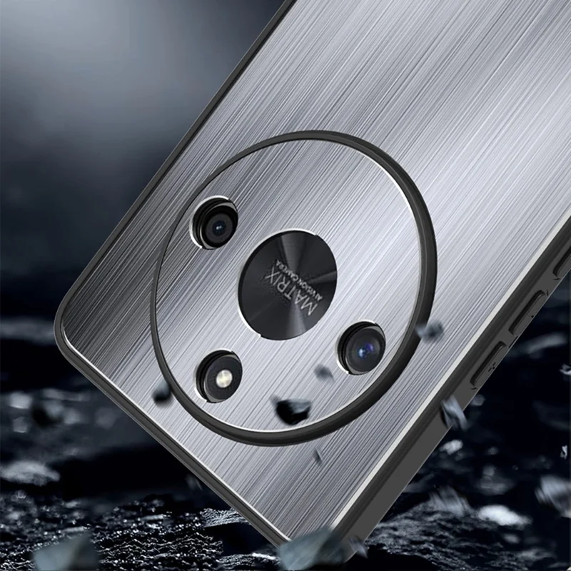 Protective Phone Case for Honor X50 , Aluminum Alloy+TPU Brushed Phone Cover - Silver