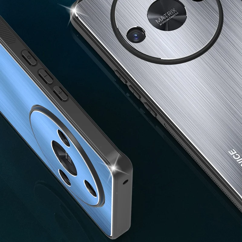 Protective Phone Case for Honor X50 , Aluminum Alloy+TPU Brushed Phone Cover - Silver