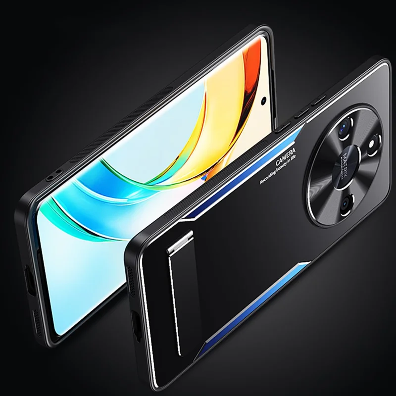 For Honor X50 Kickstand Phone Case Aluminum Alloy + TPU Protective Phone Cover - Silver