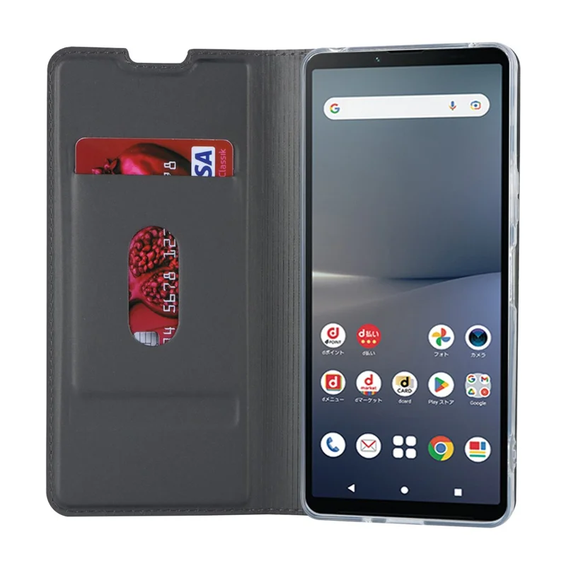 PU Leather Phone Case for Sony Xperia 10 V , Card Holder Stand Protective Phone Cover - Black