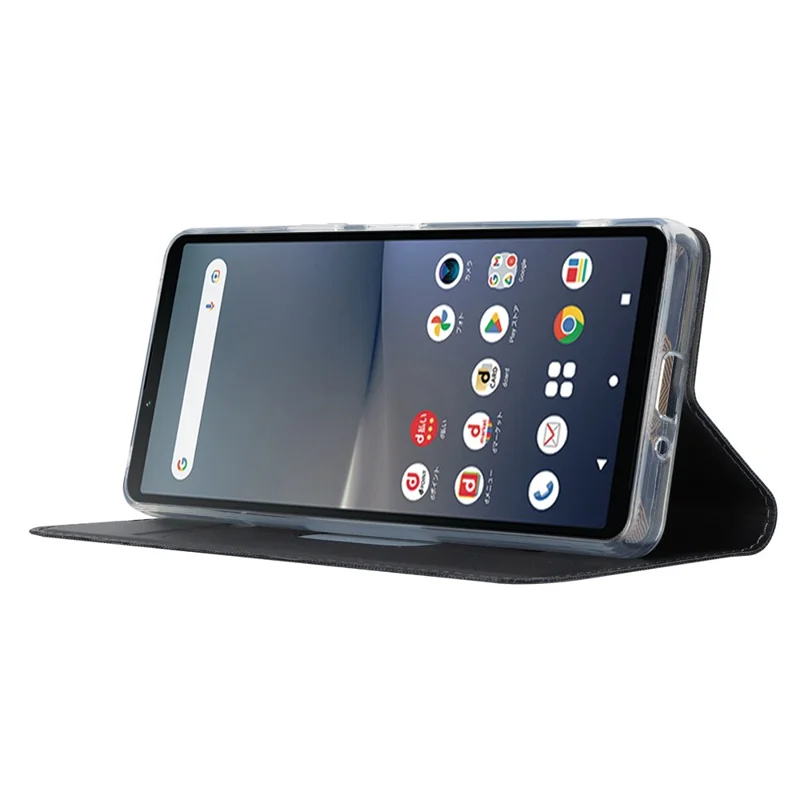 PU Leather Phone Case for Sony Xperia 10 V , Card Holder Stand Protective Phone Cover - Black