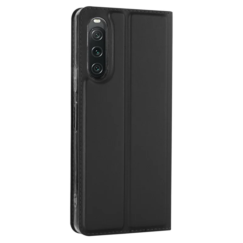 PU Leather Phone Case for Sony Xperia 10 V , Card Holder Stand Protective Phone Cover - Black