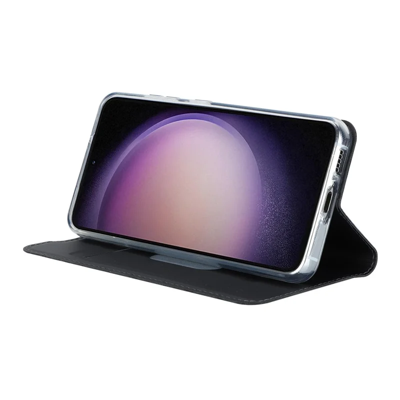 Stand Phone Cover for Samsung Galaxy S23 , PU Leather Card Holder Magnetic Folio Case - Black