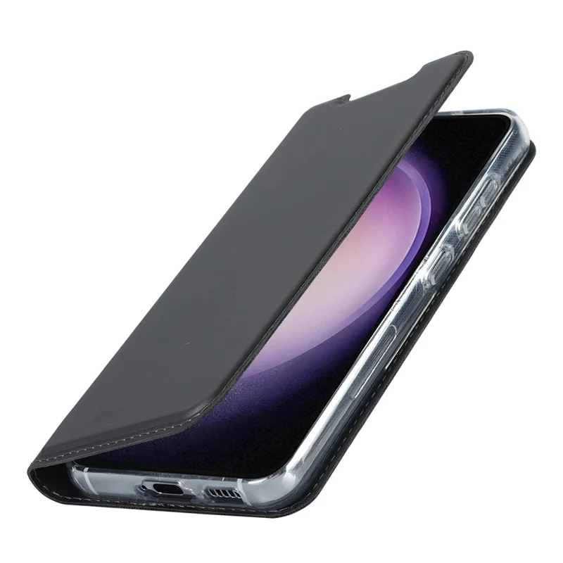 Stand Phone Cover for Samsung Galaxy S23 , PU Leather Card Holder Magnetic Folio Case - Black