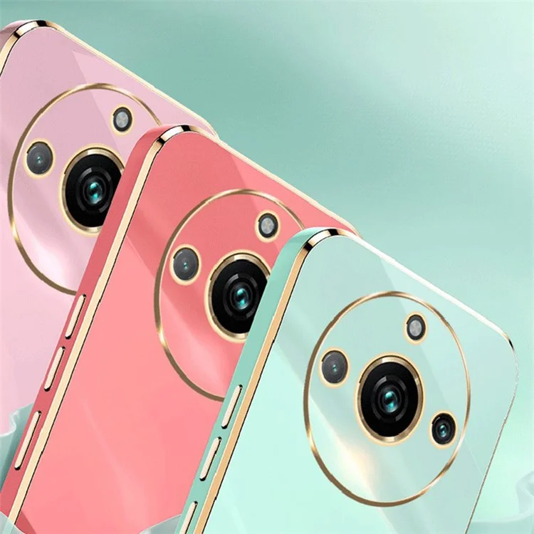 XINLI Phone Case for Realme 11 Pro 5G / 11 Pro+ 5G Electroplated TPU Back Cover with Ring Kickstand - Cyan