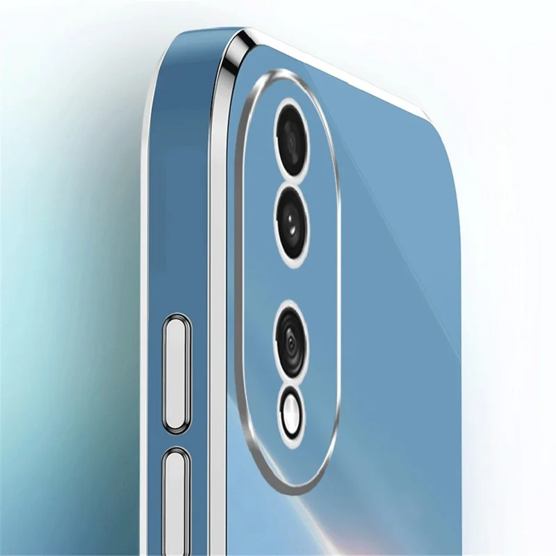 XINLI For Honor 90 Electroplated TPU Back Cover Anti-scratch Phone Case with Ring Kickstand - Cyan