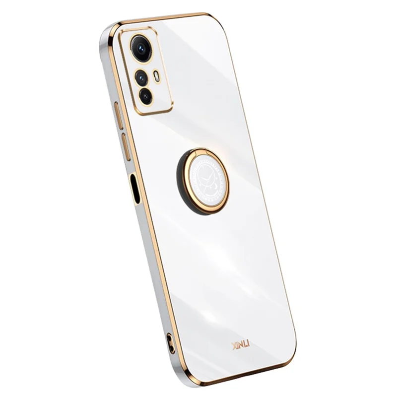 XINLI For Xiaomi Redmi Note 12S 4G Ring Kickstand TPU Phone Cover Electroplated Phone Case - White