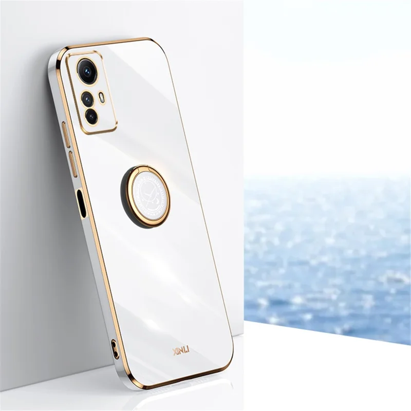 XINLI For Xiaomi Redmi Note 12S 4G Ring Kickstand TPU Phone Cover Electroplated Phone Case - White