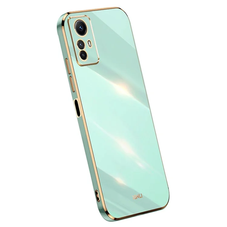 XINLI Anti-drop Phone Case for Xiaomi Redmi Note 12S 4G Electroplated Gold Edge TPU Cover - Cyan