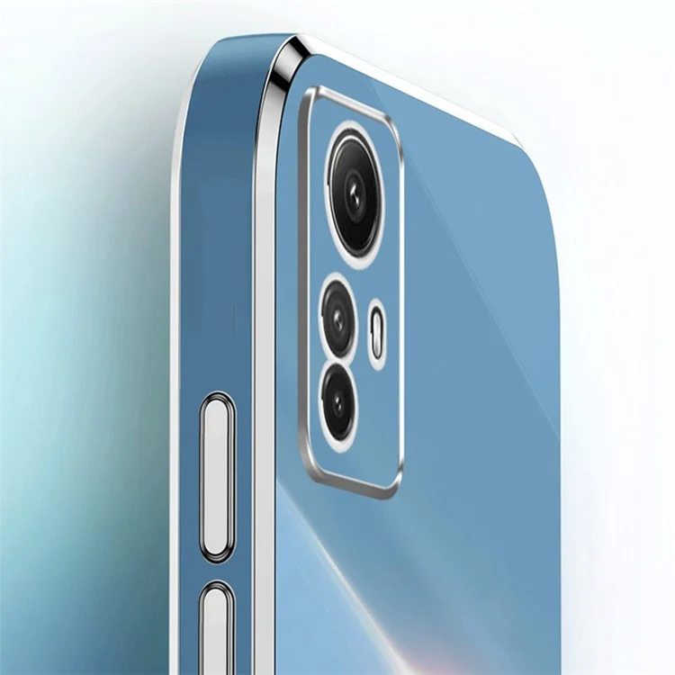 XINLI Anti-drop Phone Case for Xiaomi Redmi Note 12S 4G Electroplated Gold Edge TPU Cover - Cyan