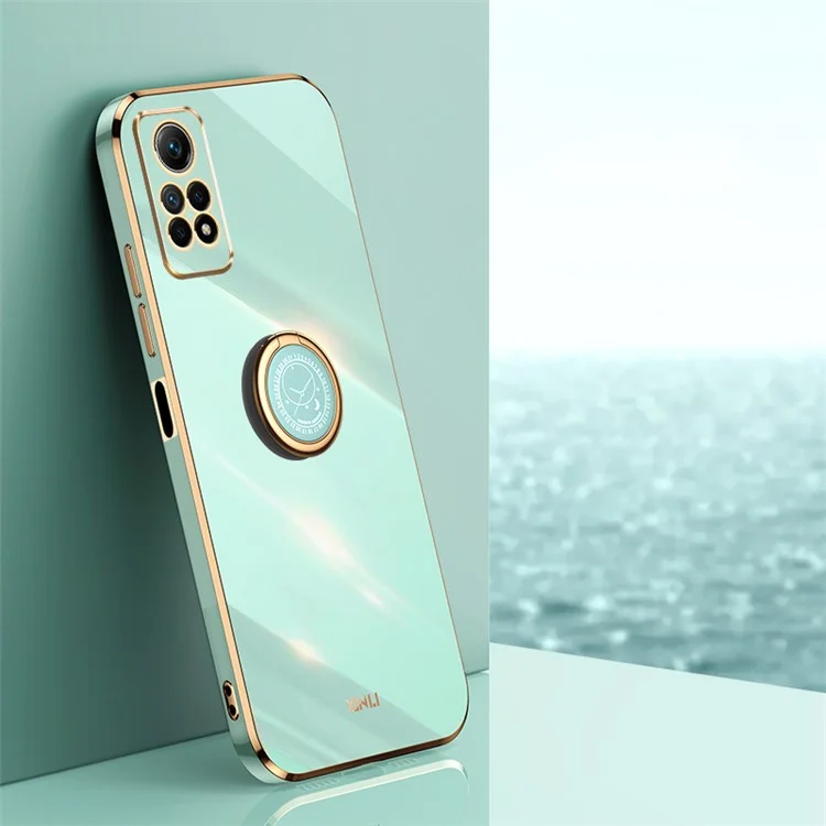 XINLI Phone TPU Case per Xiaomi Redmi Note 12 Pro 4G, Custodia per telefono con anello metallizzato e supporto - Ciano