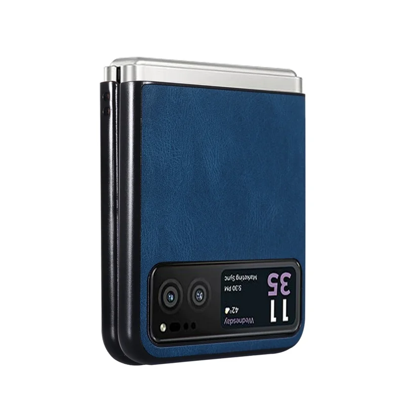 For Motorola Razr 40 5G PU Leather + Hard PC Shell Retro Texture Shockproof Phone Cover - Blue