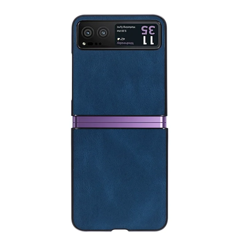 For Motorola Razr 40 5G PU Leather + Hard PC Shell Retro Texture Shockproof Phone Cover - Blue