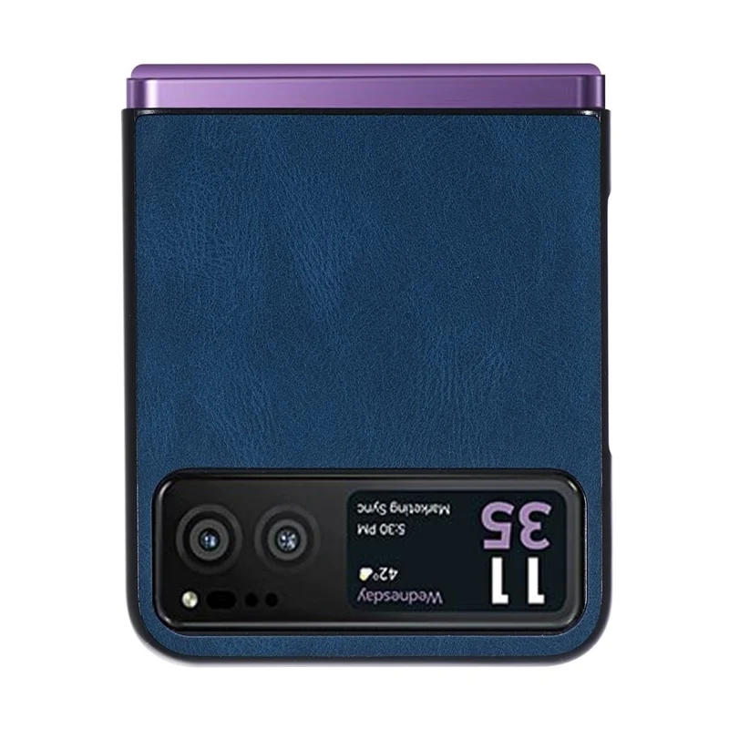 For Motorola Razr 40 5G PU Leather + Hard PC Shell Retro Texture Shockproof Phone Cover - Blue