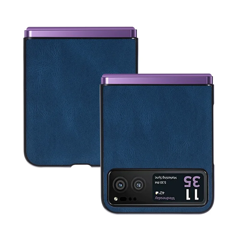 For Motorola Razr 40 5G PU Leather + Hard PC Shell Retro Texture Shockproof Phone Cover - Blue