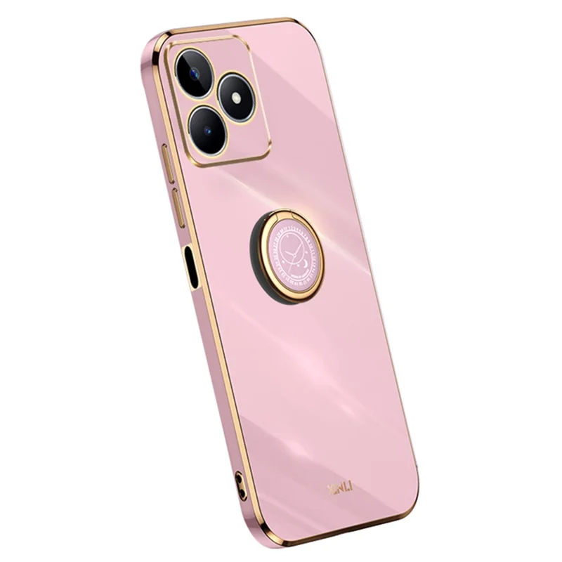 XINLI For Realme C53 (Global) / C53 (India) / C51 Ring Kickstand Phone Case Electroplated TPU Phone Back Cover - Purple