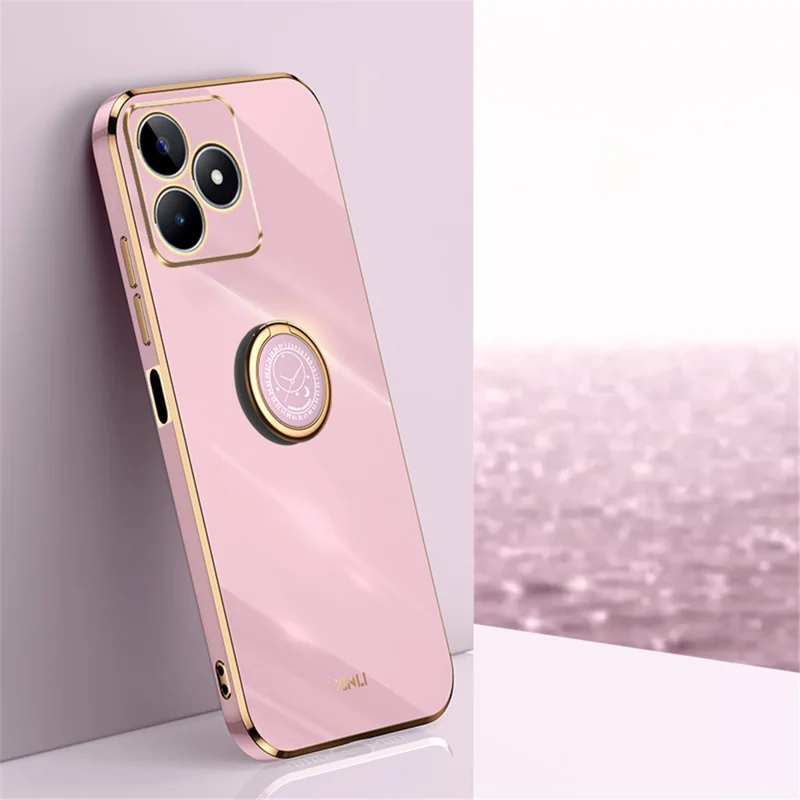 XINLI For Realme C53 (Global) / C53 (India) / C51 Ring Kickstand Phone Case Electroplated TPU Phone Back Cover - Purple
