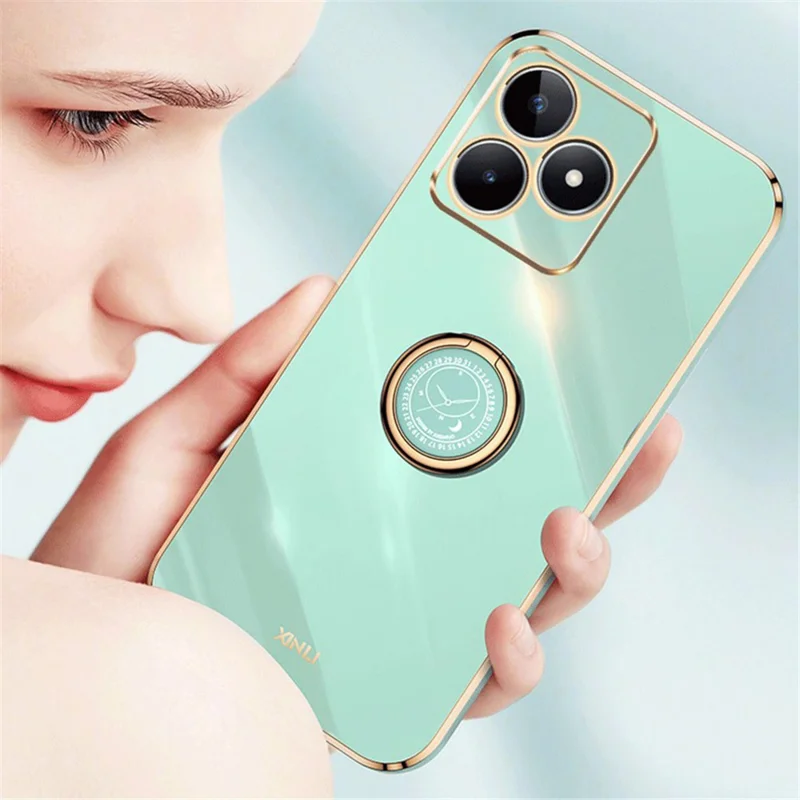 XINLI For Realme C53 (Global) / C53 (India) / C51 Ring Kickstand Phone Case Electroplated TPU Phone Back Cover - Purple