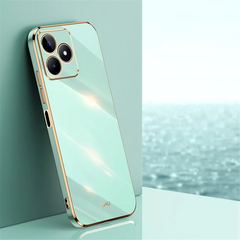 XINLI Anti-scratch TPU Phone Case for Realme C53 (Global) / C53 (India) / C51 , Electroplating Edge Phone Cover - Cyan