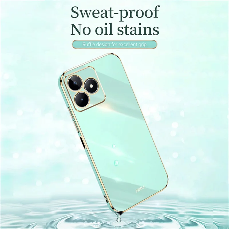 XINLI Anti-scratch TPU Phone Case for Realme C53 (Global) / C53 (India) / C51 , Electroplating Edge Phone Cover - Cyan