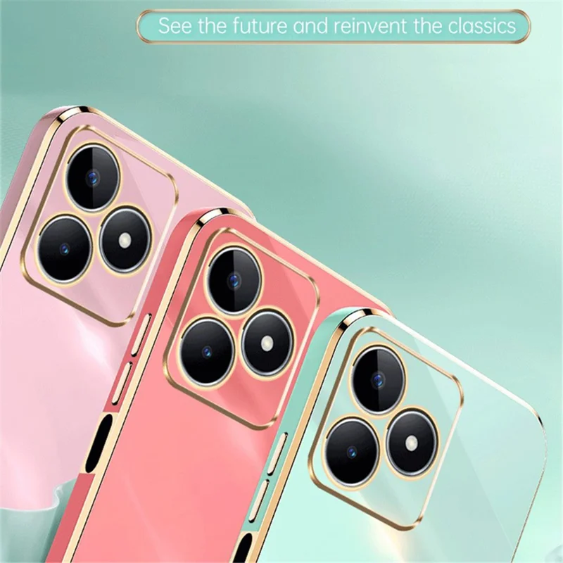 XINLI Anti-scratch TPU Phone Case for Realme C53 (Global) / C53 (India) / C51 , Electroplating Edge Phone Cover - Cyan